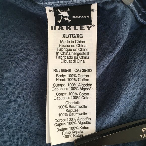 OAKLEY QUILTED BUTTON UP JACKET MENS WITH HOOD BLUE SIZE L - Picture 9 of 9